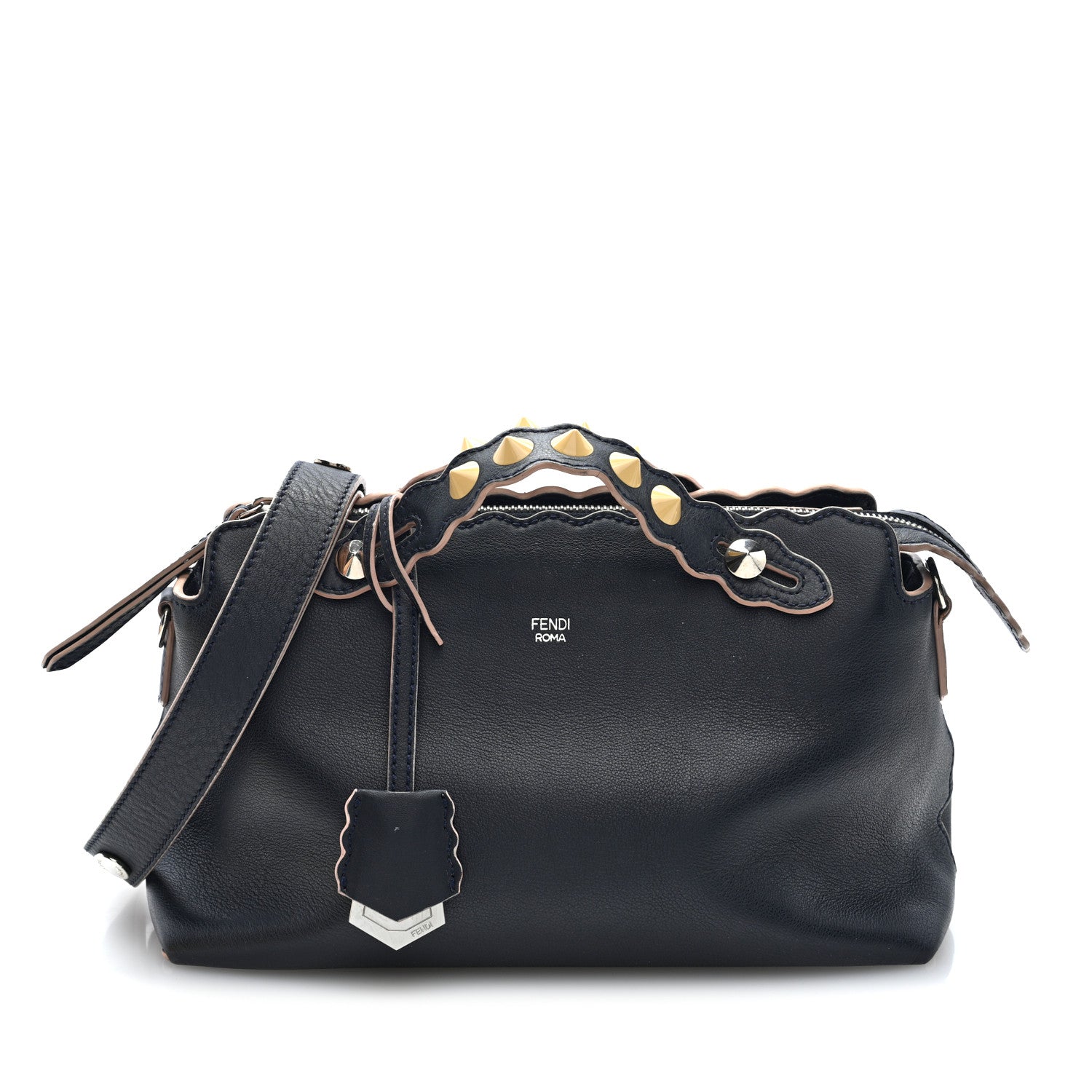 Vitello Dolce Scalloped Studded Medium By The Way Boston Bag Blu Notte