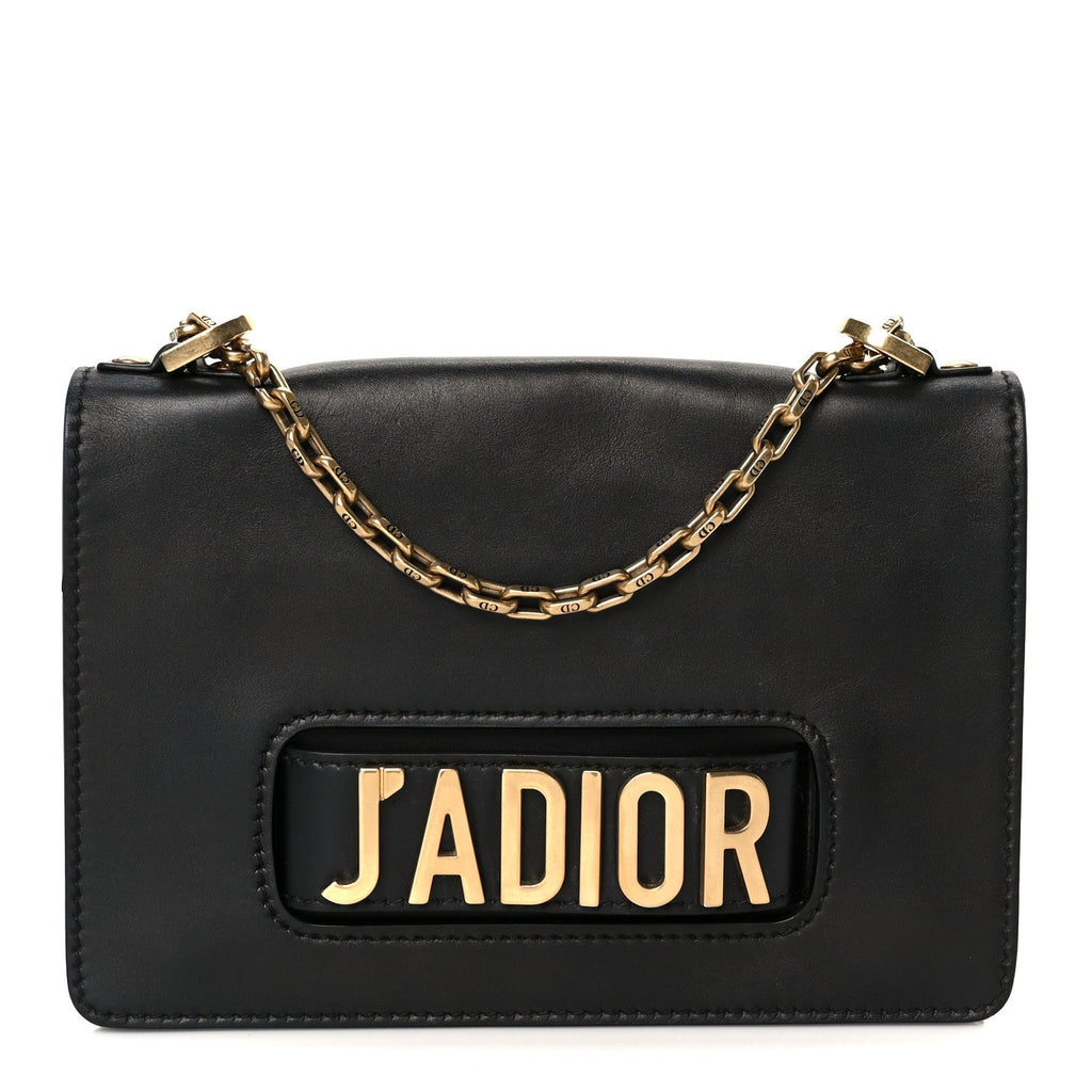 Calfskin J'Adior Chain Flap Bag Black