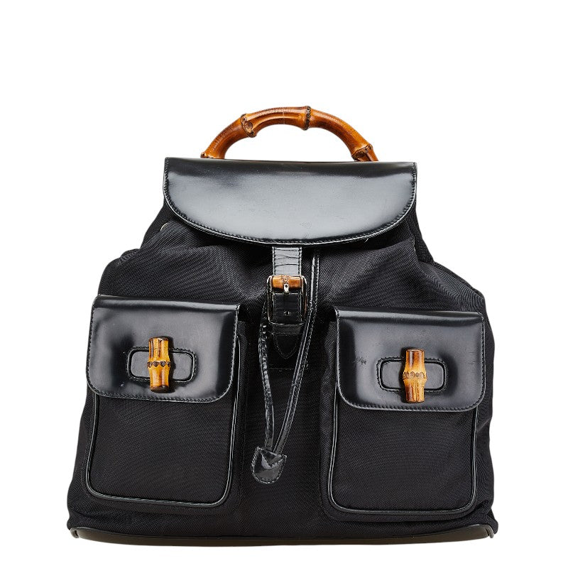 Gucci Bamboo Patent Leather Nylon Backpack