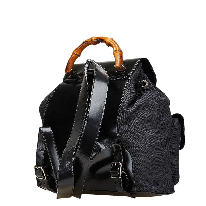 Gucci Bamboo Patent Leather Nylon Backpack