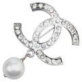 Chanel Metal Coco Mark Faux Pearl Brooch 07V