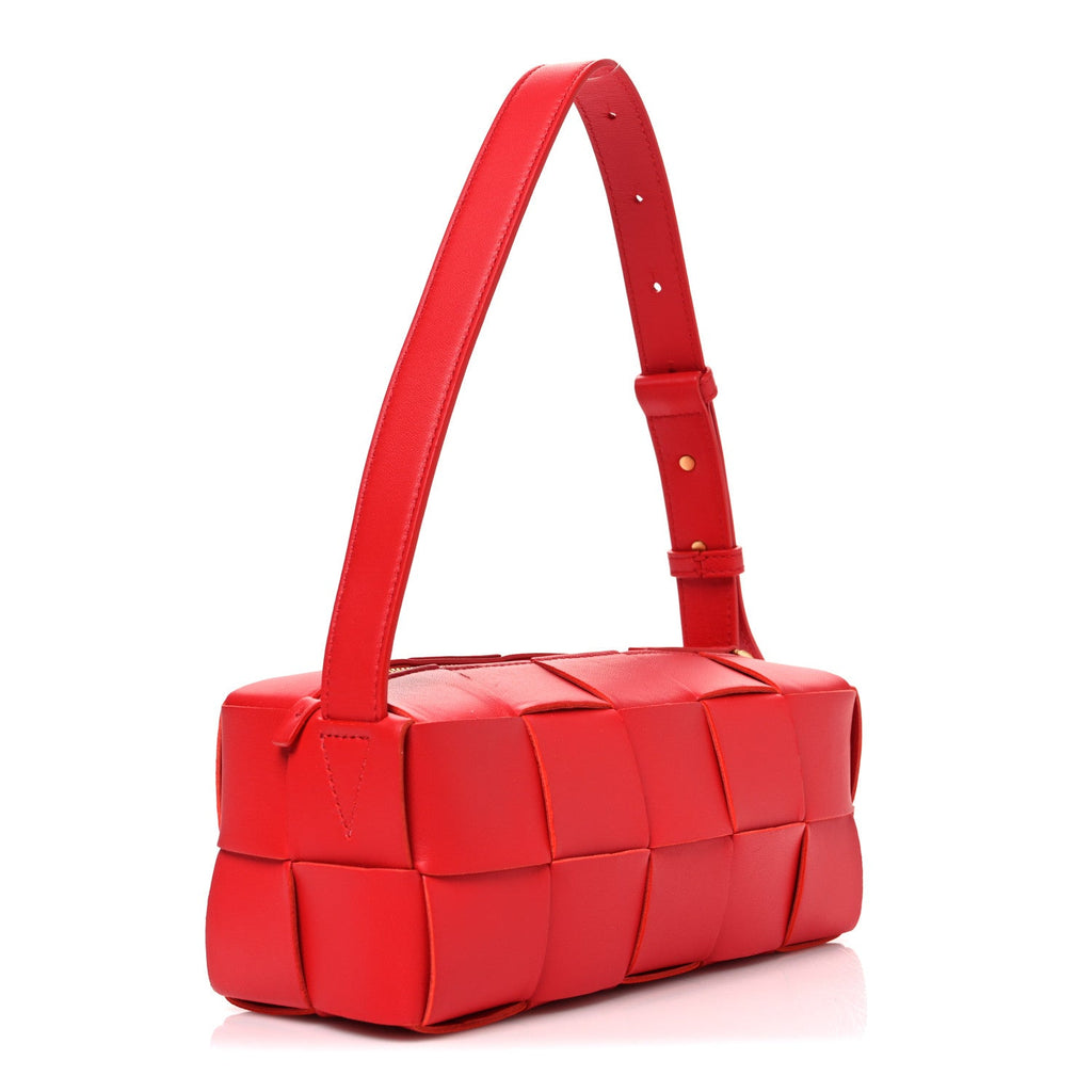 Lambskin Maxi Intrecciato Small Brick Cassette Bag Redstone