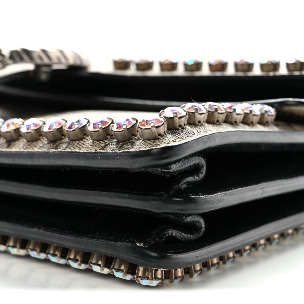 GG Supreme Monogram Crystal Small Dionysus Shoulder Bag Black