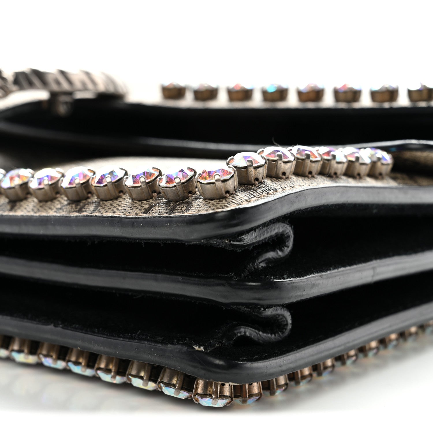 GG Supreme Monogram Crystal Small Dionysus Shoulder Bag Black
