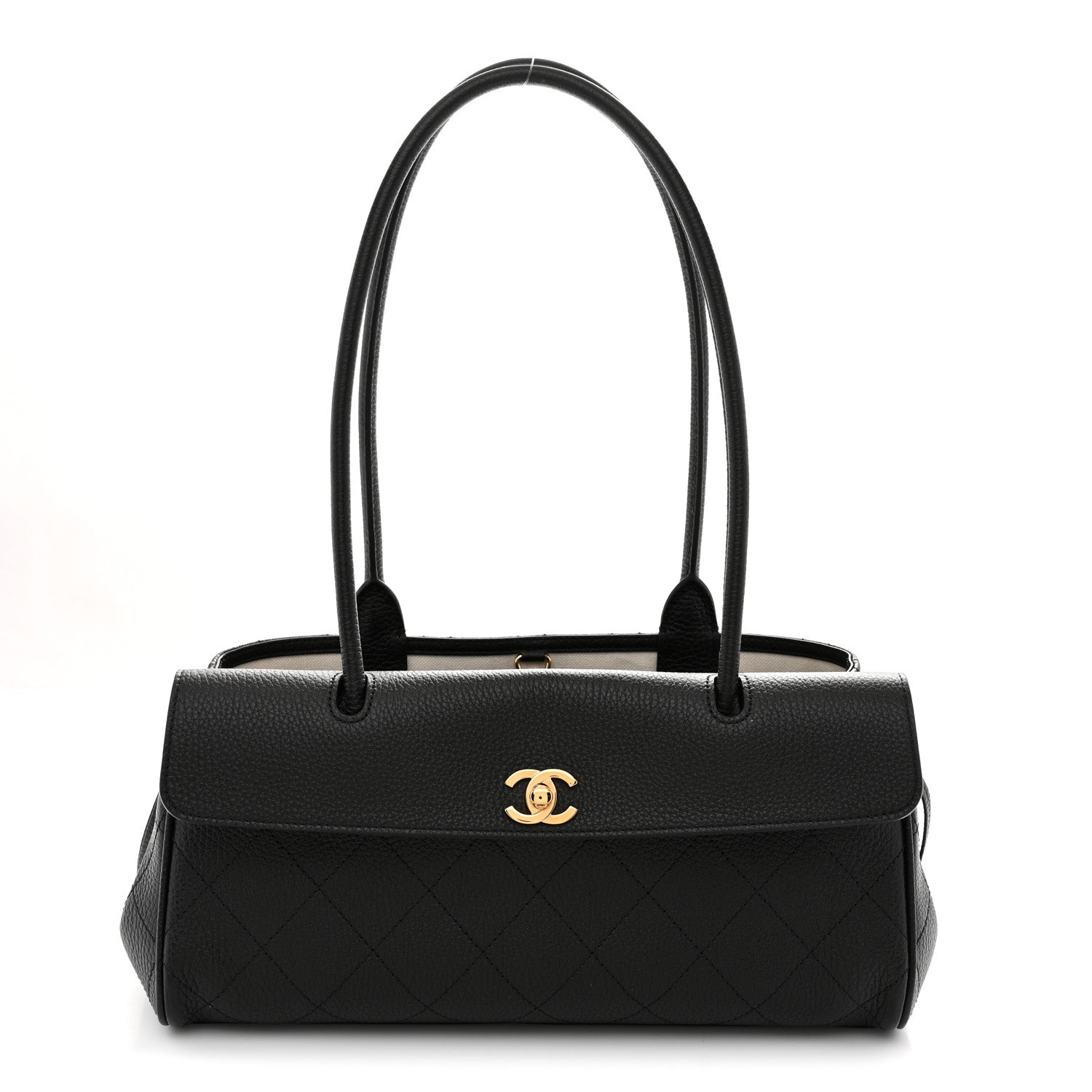 Grained Calfskin Urban Essentials Small Shopping Bag Black