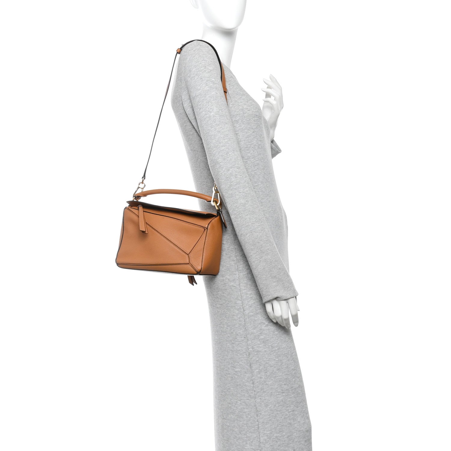Grained Calfskin Small Puzzle Bag Tan