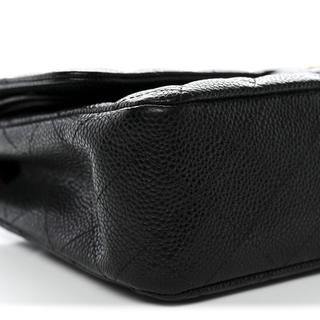 Caviar Quilted Medium Double Flap Black