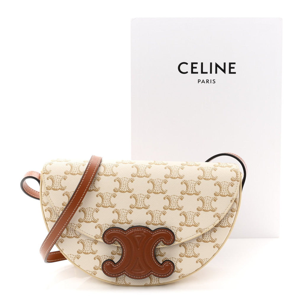Calfskin Triomphe Canvas Besace White