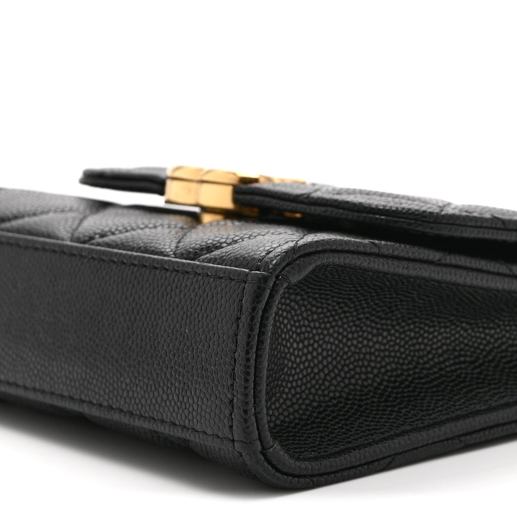 Caviar Quilted Coco First Clutch With Chain Black
