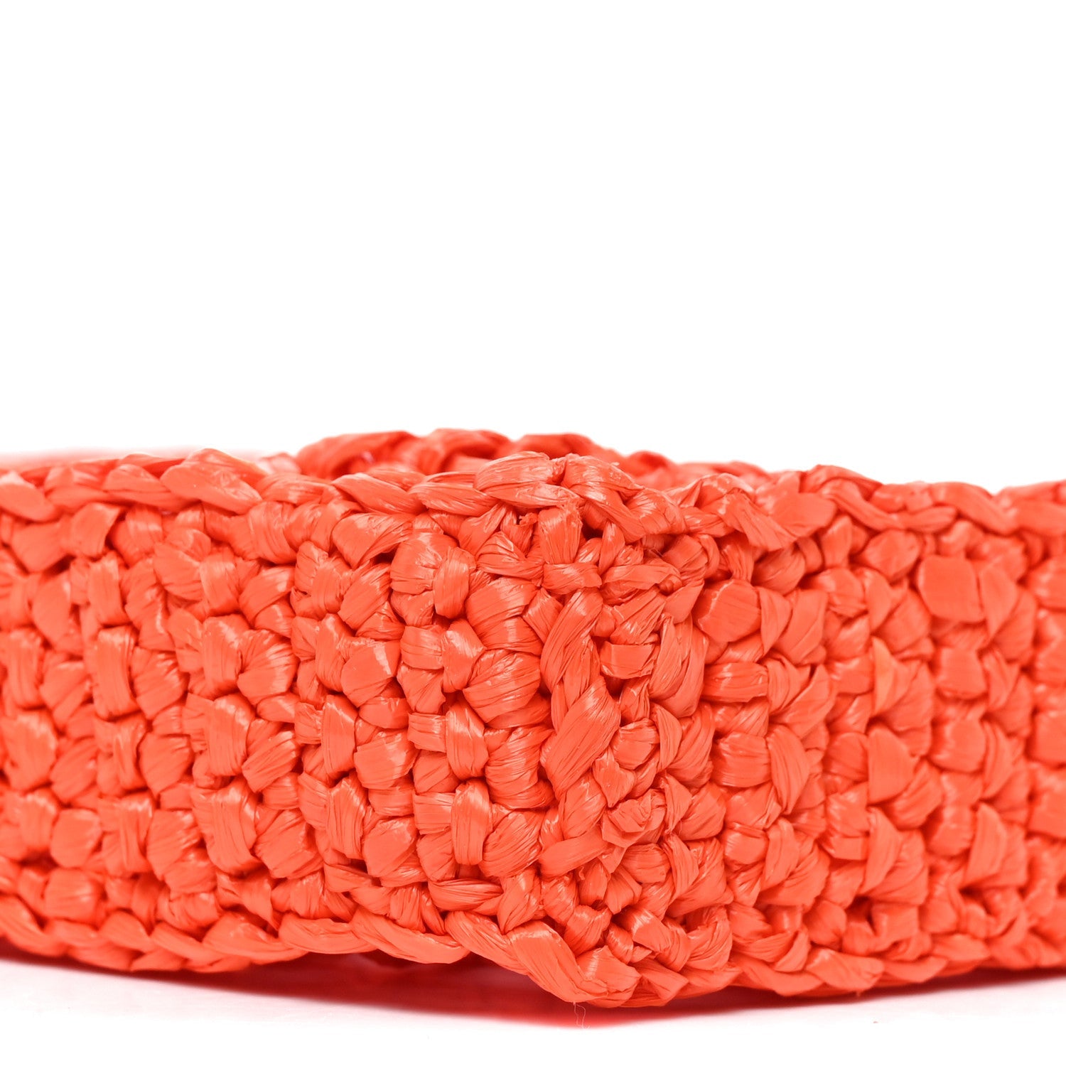 Yarn Raffia Effect Crochet Logo Embroidered Tote Bag Arancio