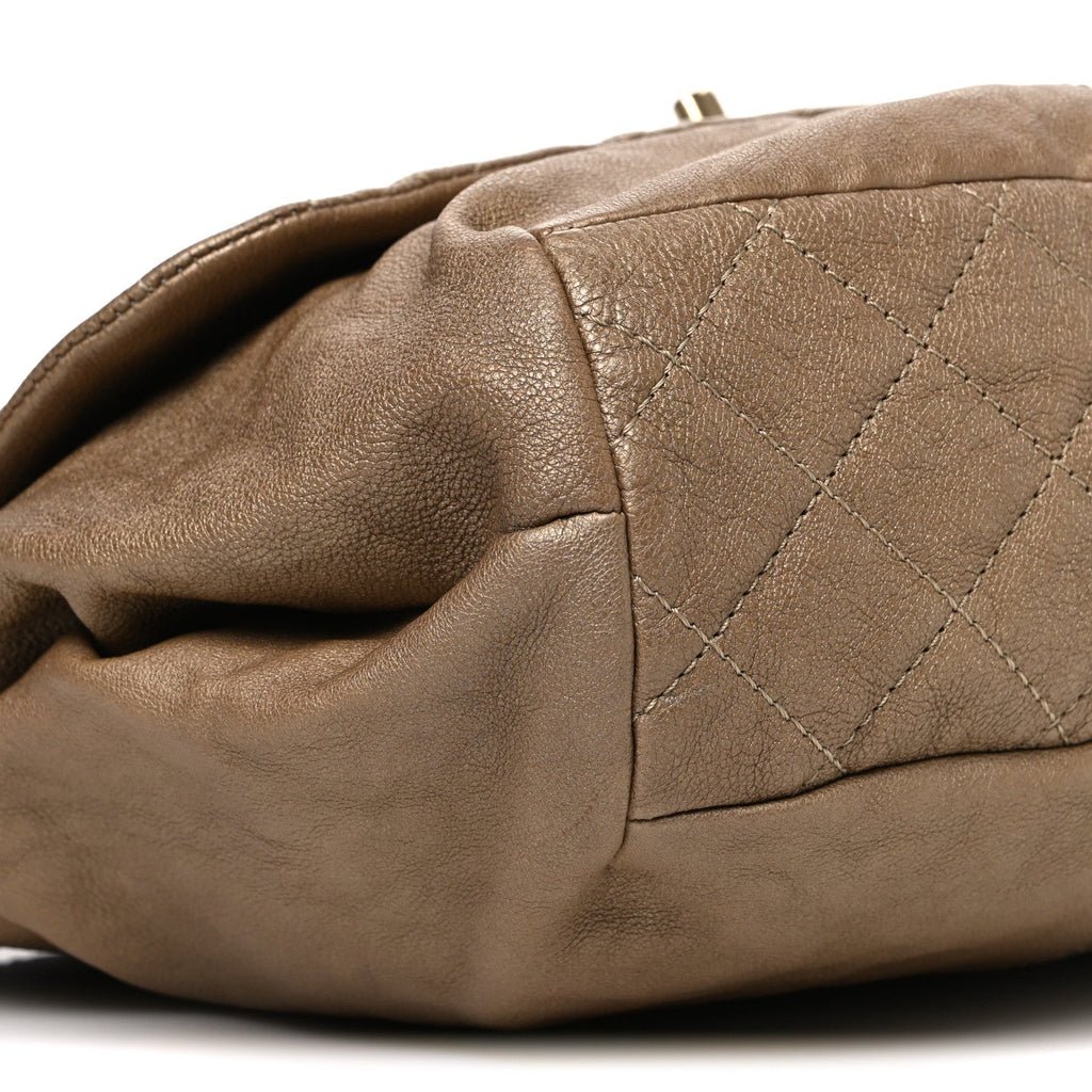 Metallic Calfskin Quilted Trianon Small Messenger Flap Gold