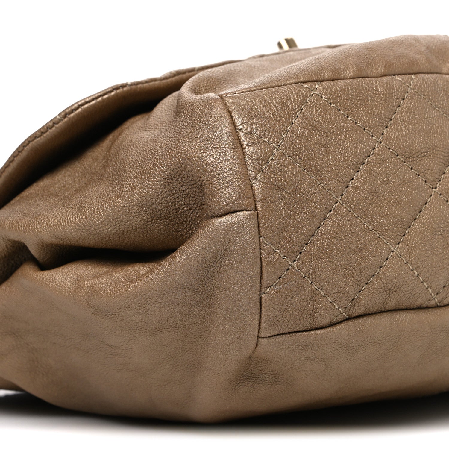 Metallic Calfskin Quilted Trianon Small Messenger Flap Gold