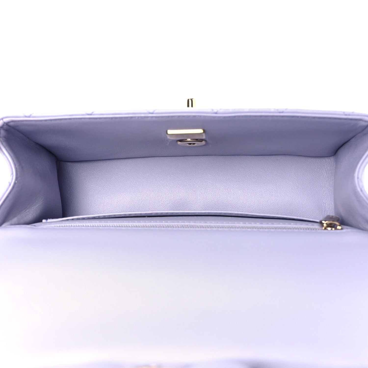 Lambskin Quilted Mini Top Handle Rectangular Flap Light Purple