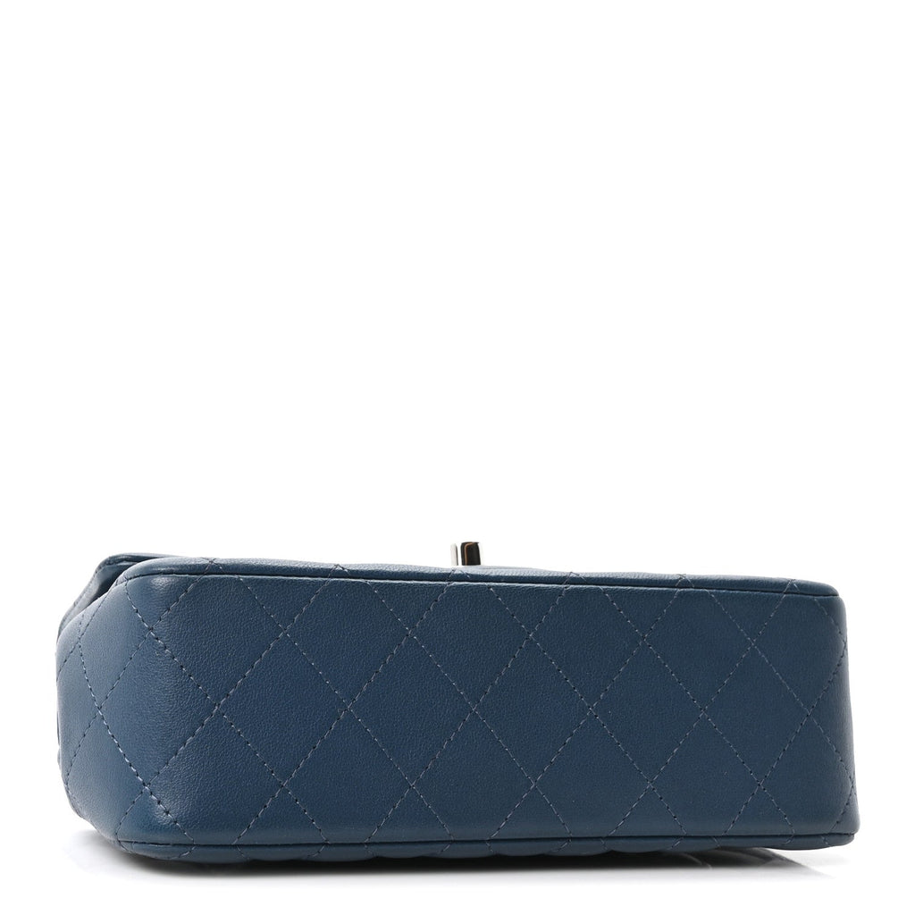 Lambskin Quilted Mini Rectangular Flap Blue