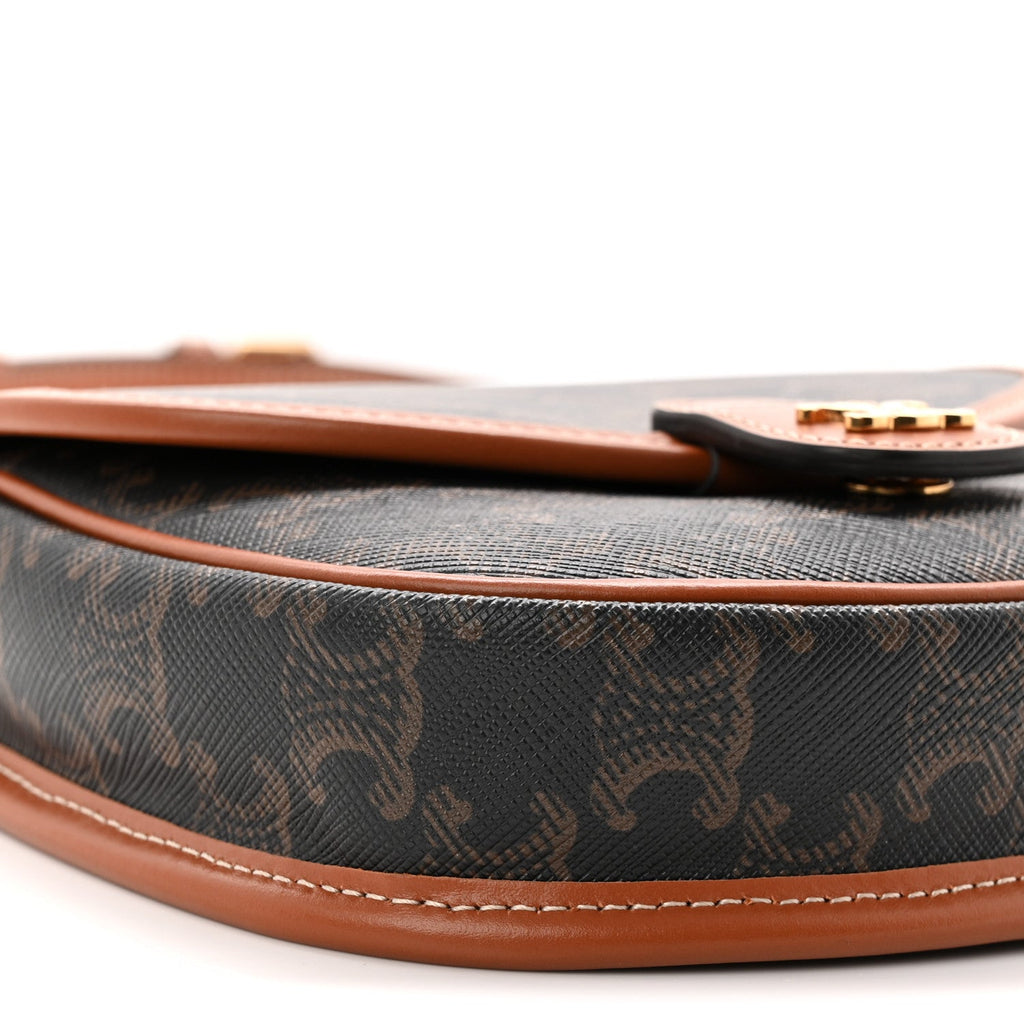 Canvas Calfskin Triomphe Mini Besace Tan