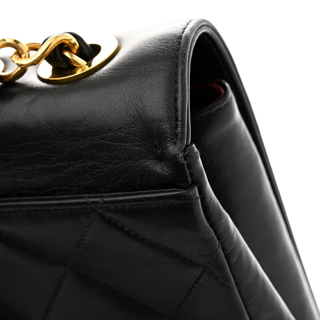 Lambskin Quilted CC Maxi Jumbo Single Flap Black Black