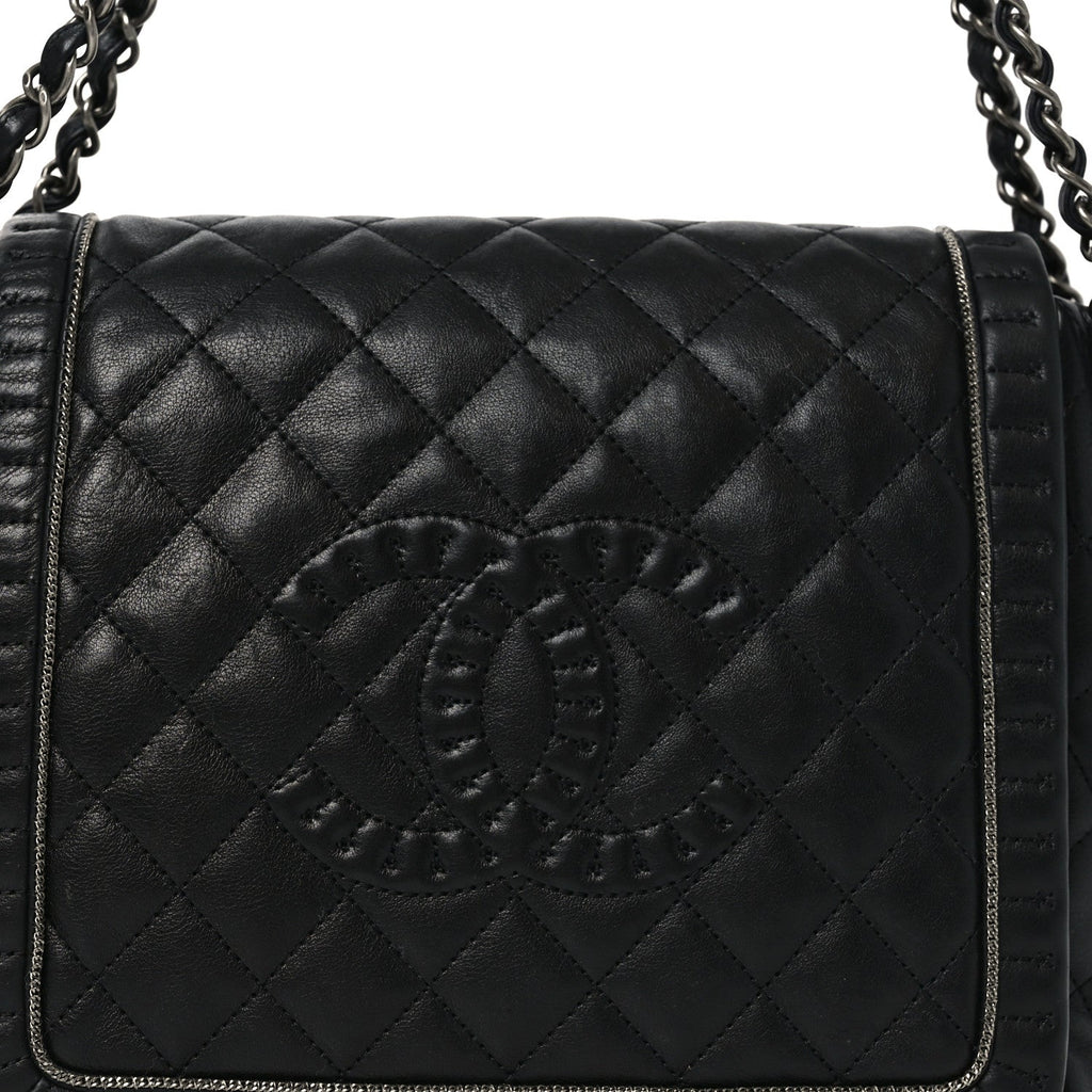 Calfskin Quilted Istanbul Accordion Flap Black