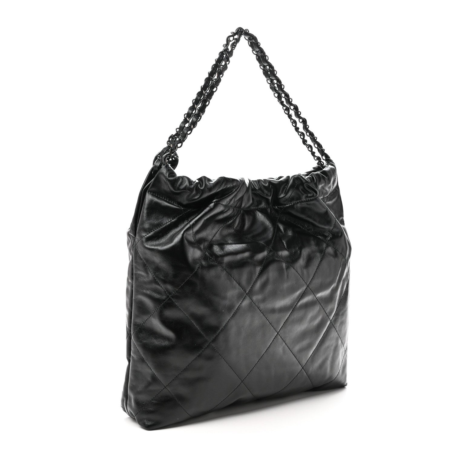 Shiny Calfskin Quilted Chanel 22 So Black