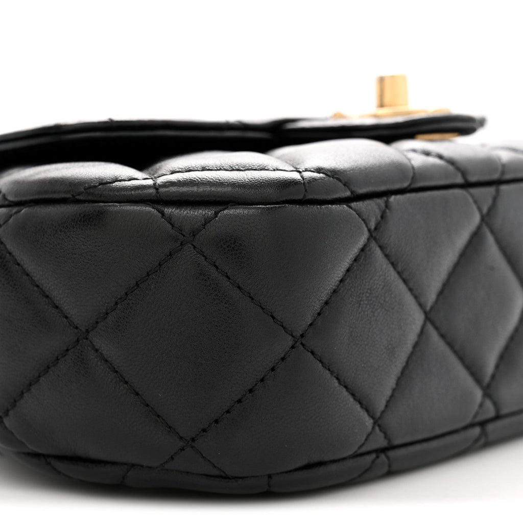Lambskin Quilted Baywatch Top Handle Flap Black
