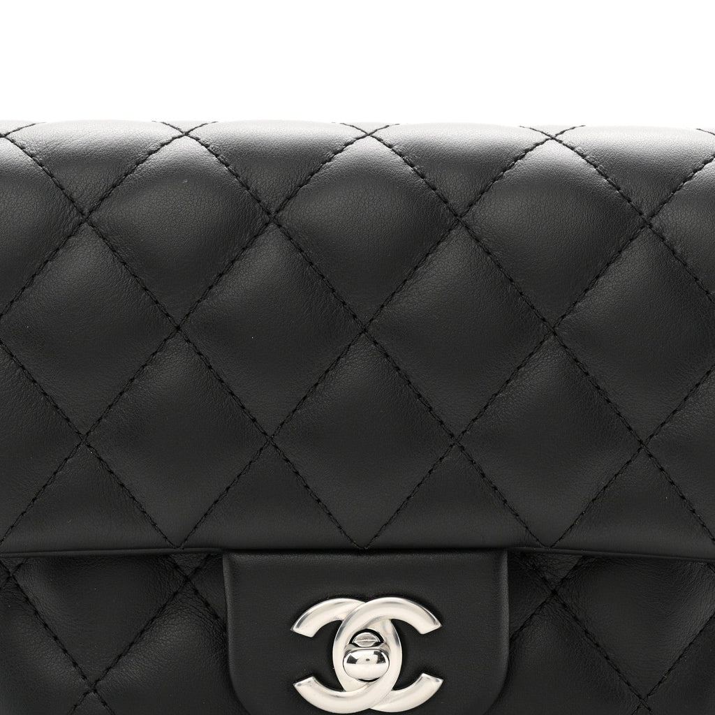 Calfskin Quilted CC Uniform Flap Belt Bag Black