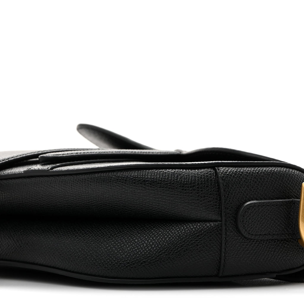 Grained Calfskin Saddle Bag With Strap Black