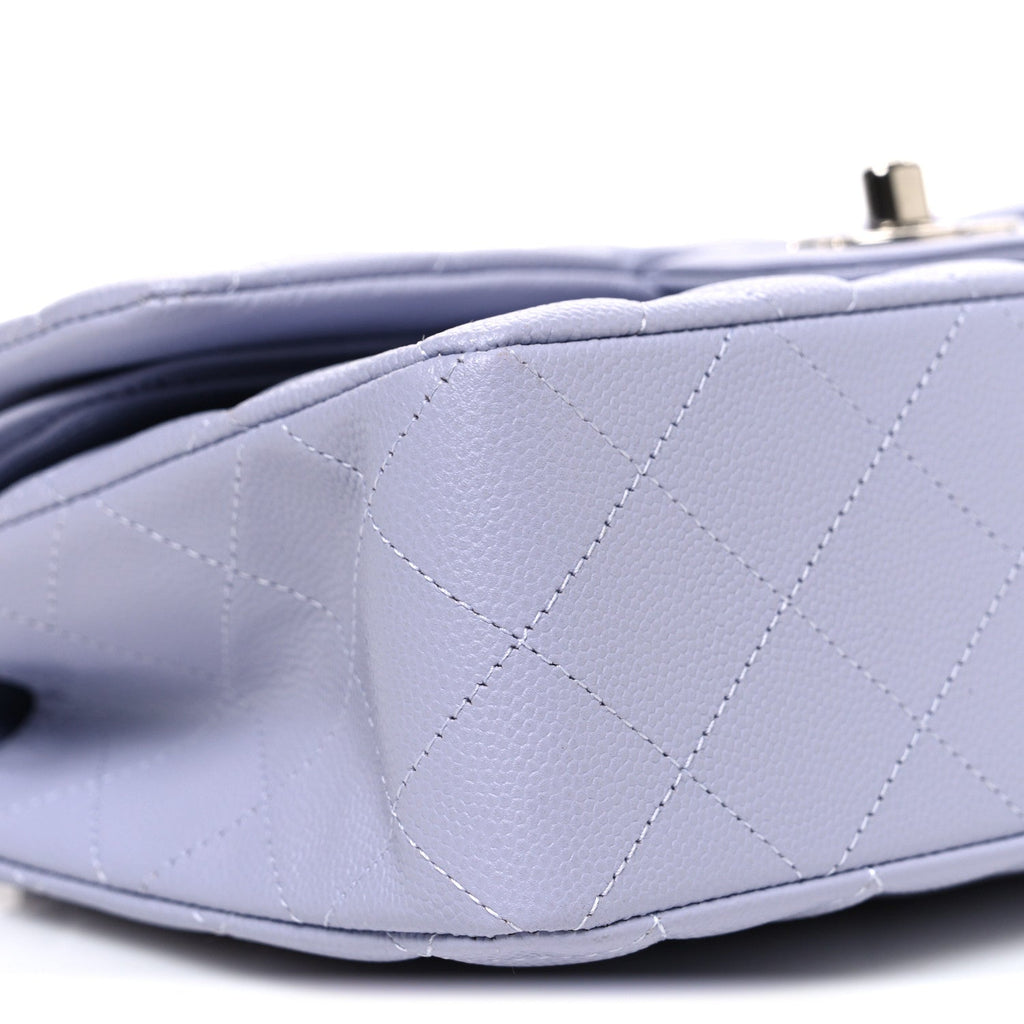 Caviar Quilted Small Double Flap Light Purple