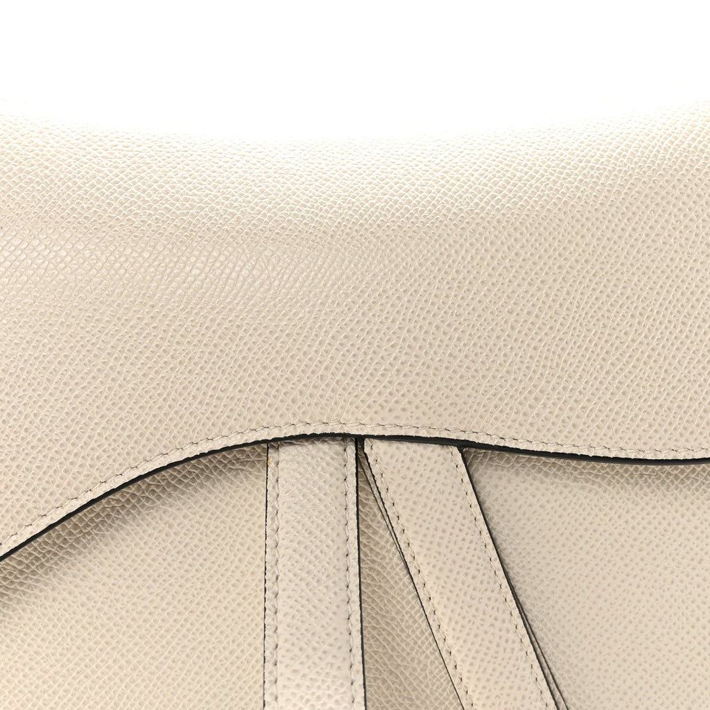 Grained Calfskin Saddle Bag White