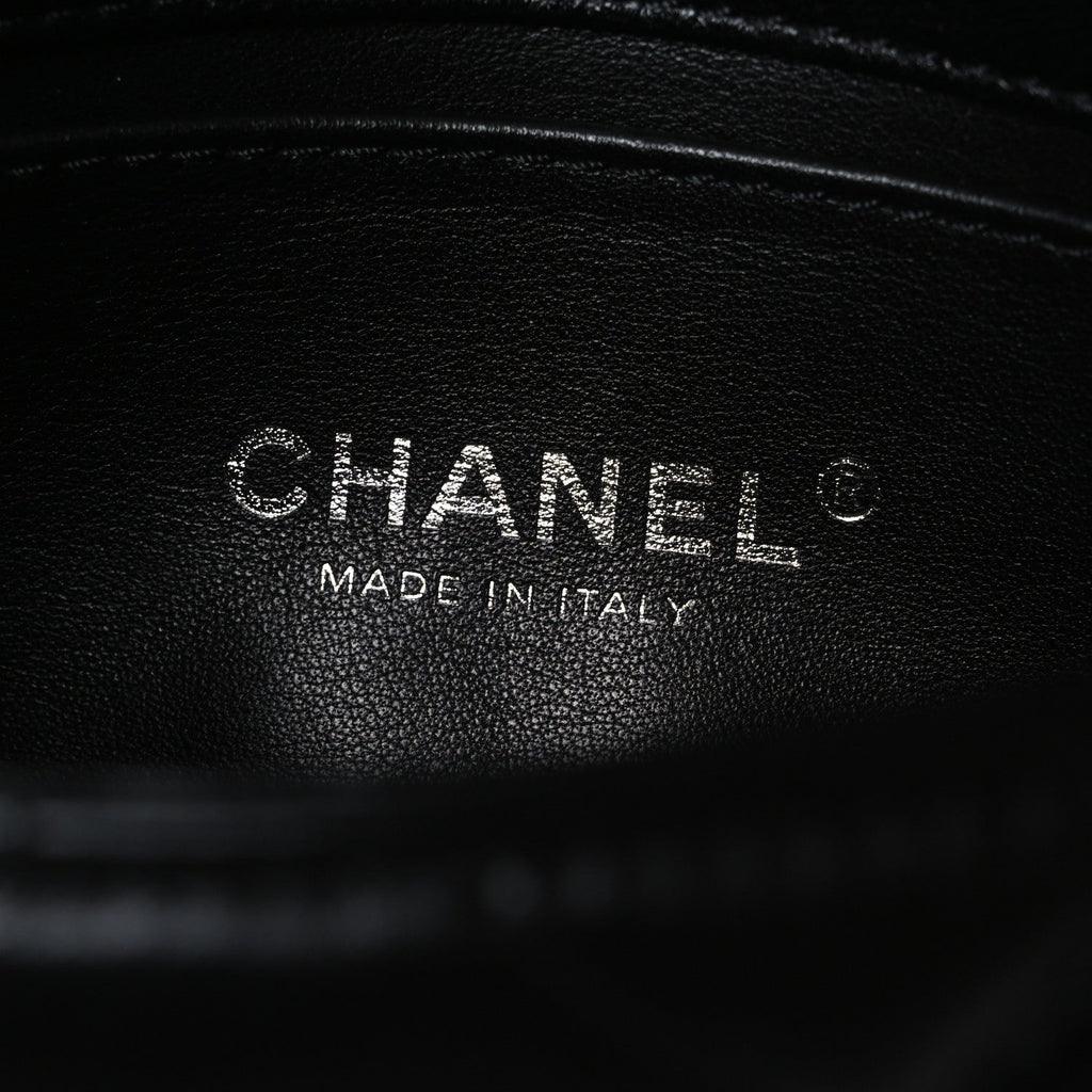 Lambskin Quilted Mini Chain Rows Flap Black
