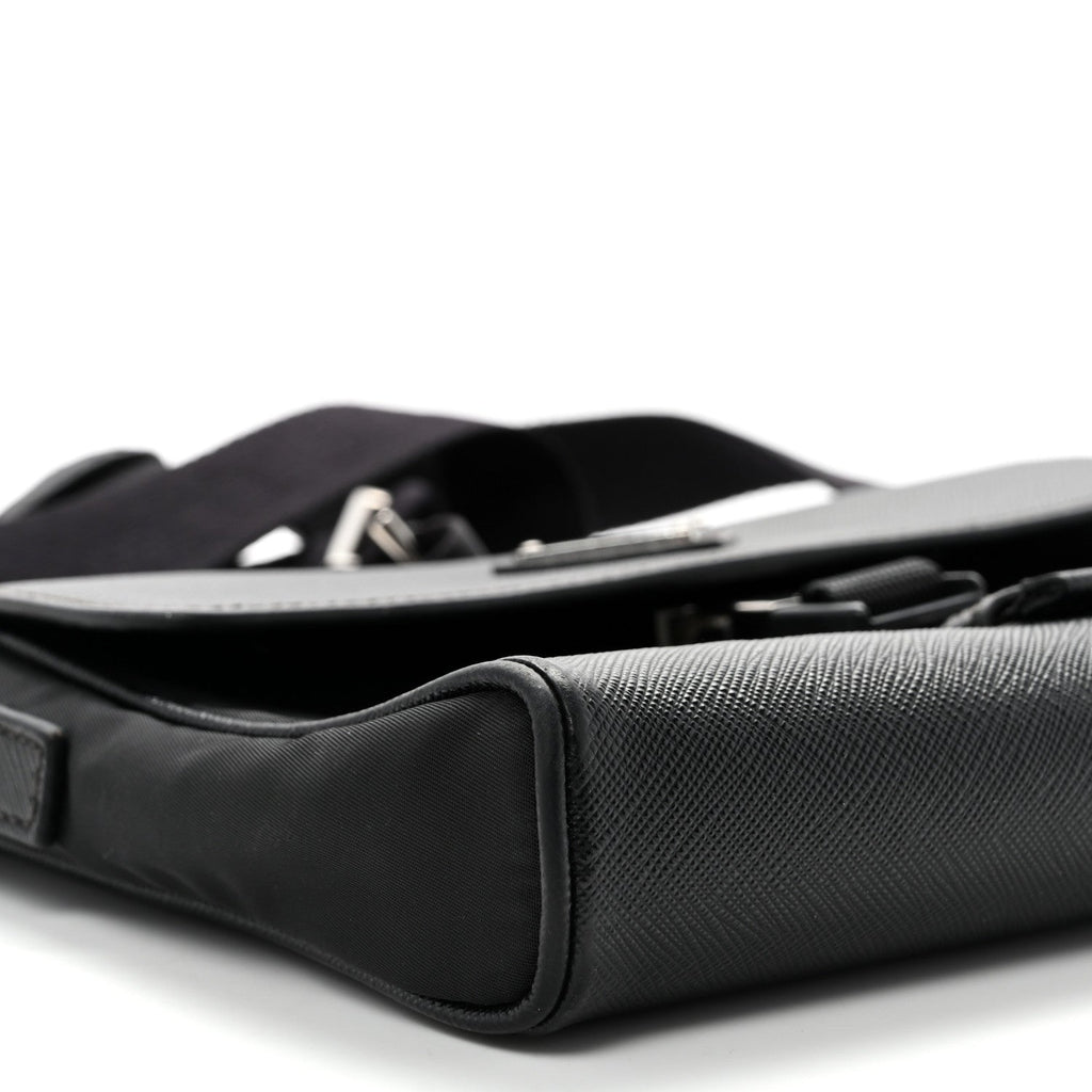 Re-Nylon Saffiano Triangle Shoulder Bag Black
