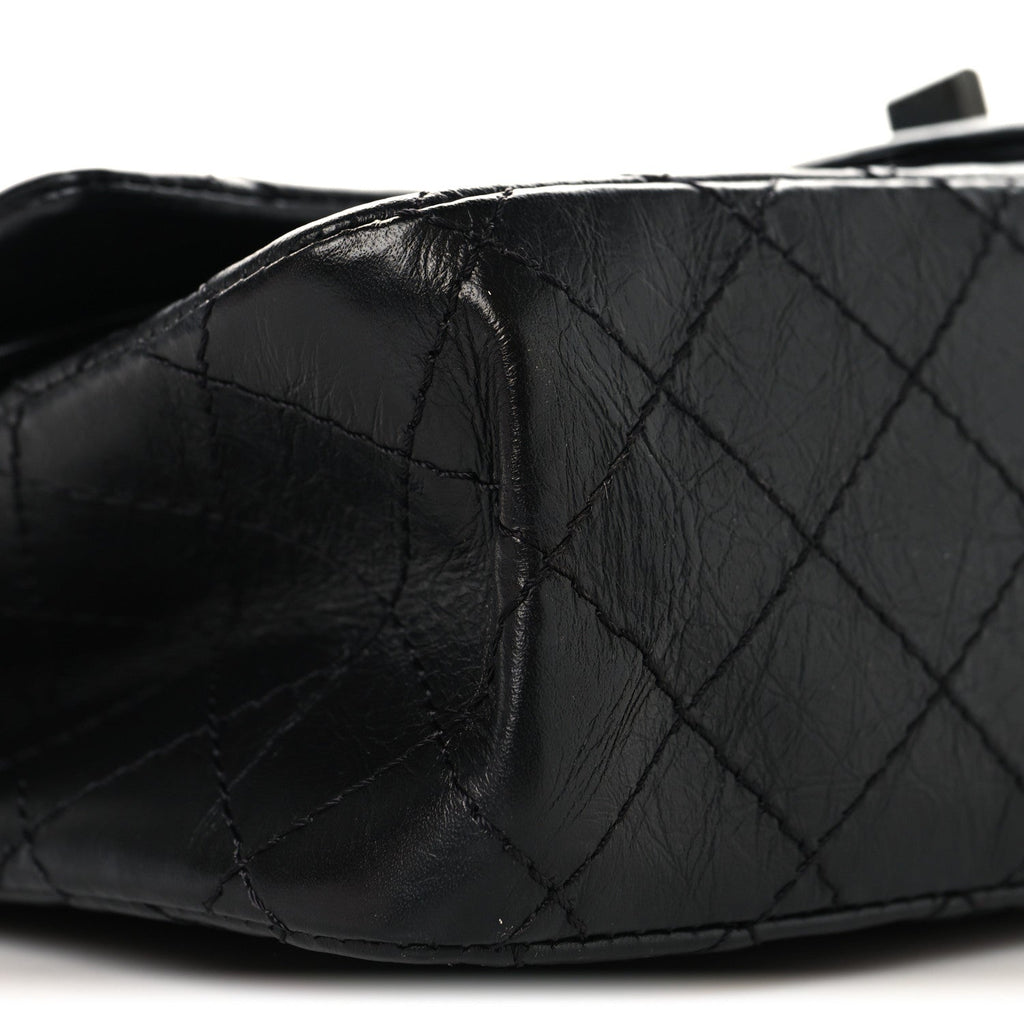 Aged Calfskin Quilted 2.55 Reissue 225 Flap So Black