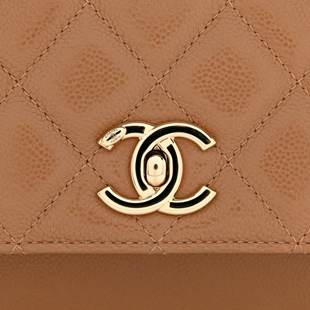 Caviar Quilted Medium Business Affinity Flap Beige