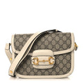 GG Supreme Monogram Horsebit 1955 Shoulder Bag Beige Mystic White
