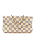 Damier Azur Pochette Felicie Chain Wallet Rose Ballerine