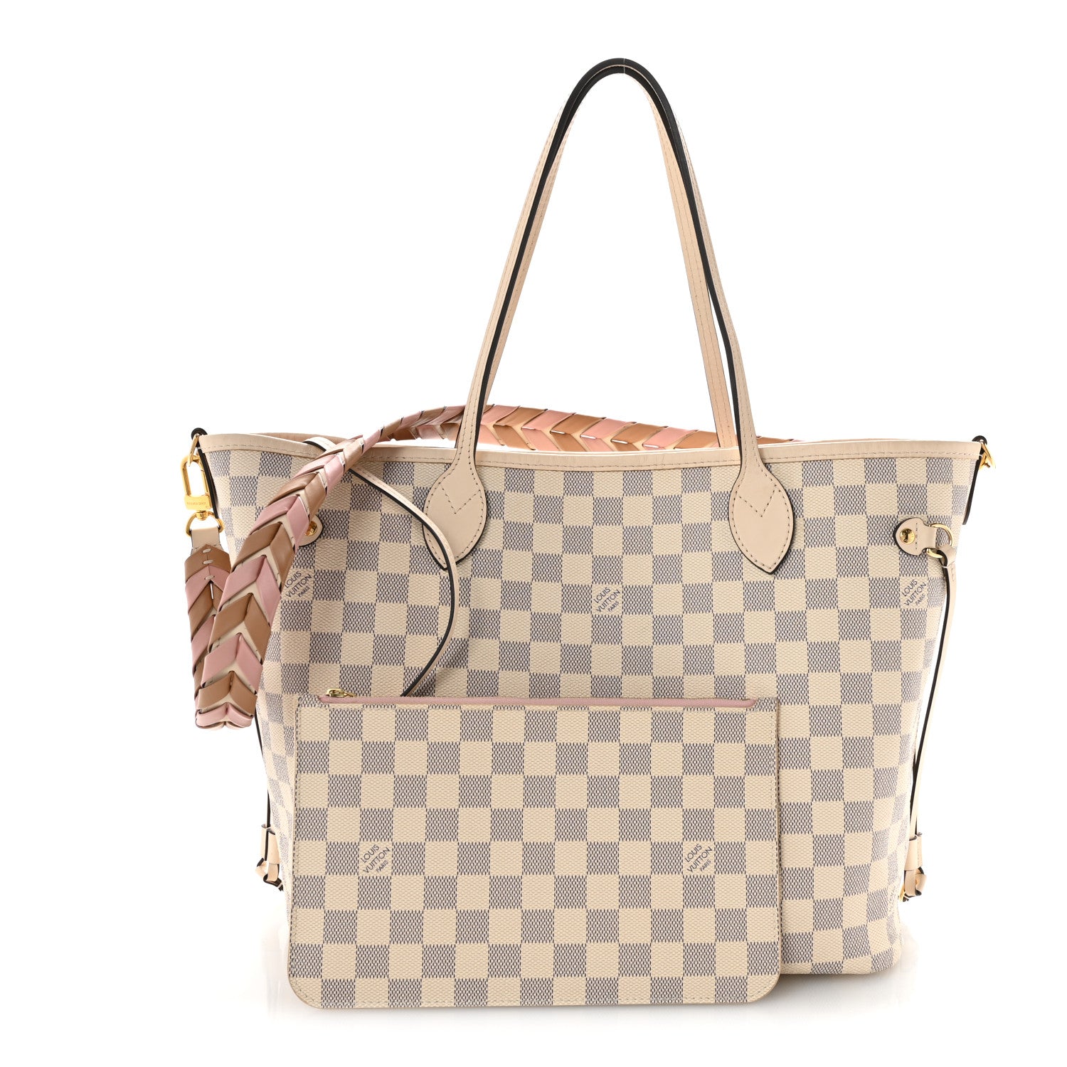 Damier Azur Braided Neverfull MM Pink