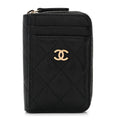 Caviar Quilted Zip Card Holder Black