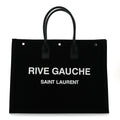 Linen Calfskin Rive Gauche Tote Black