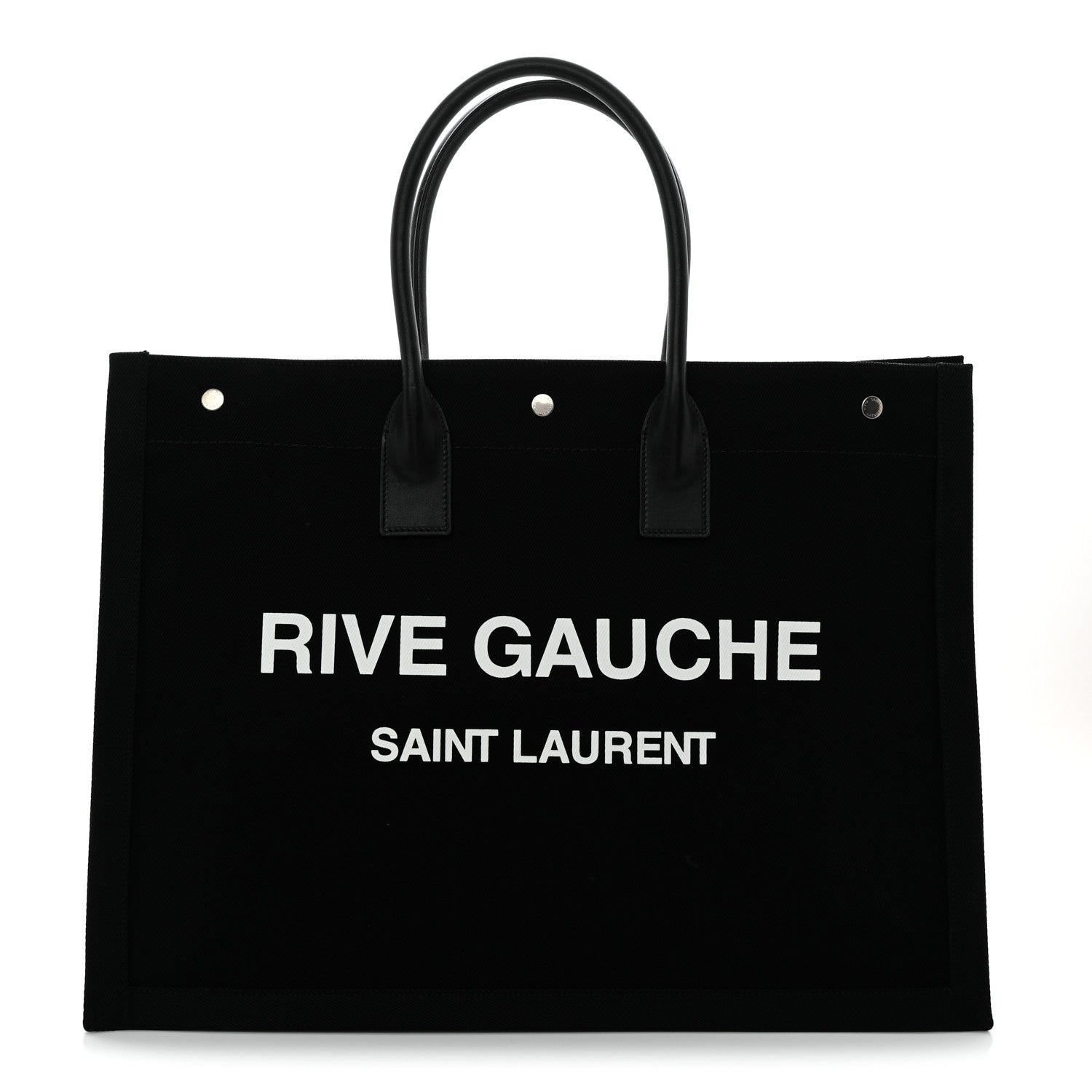 Linen Calfskin Rive Gauche Tote Black
