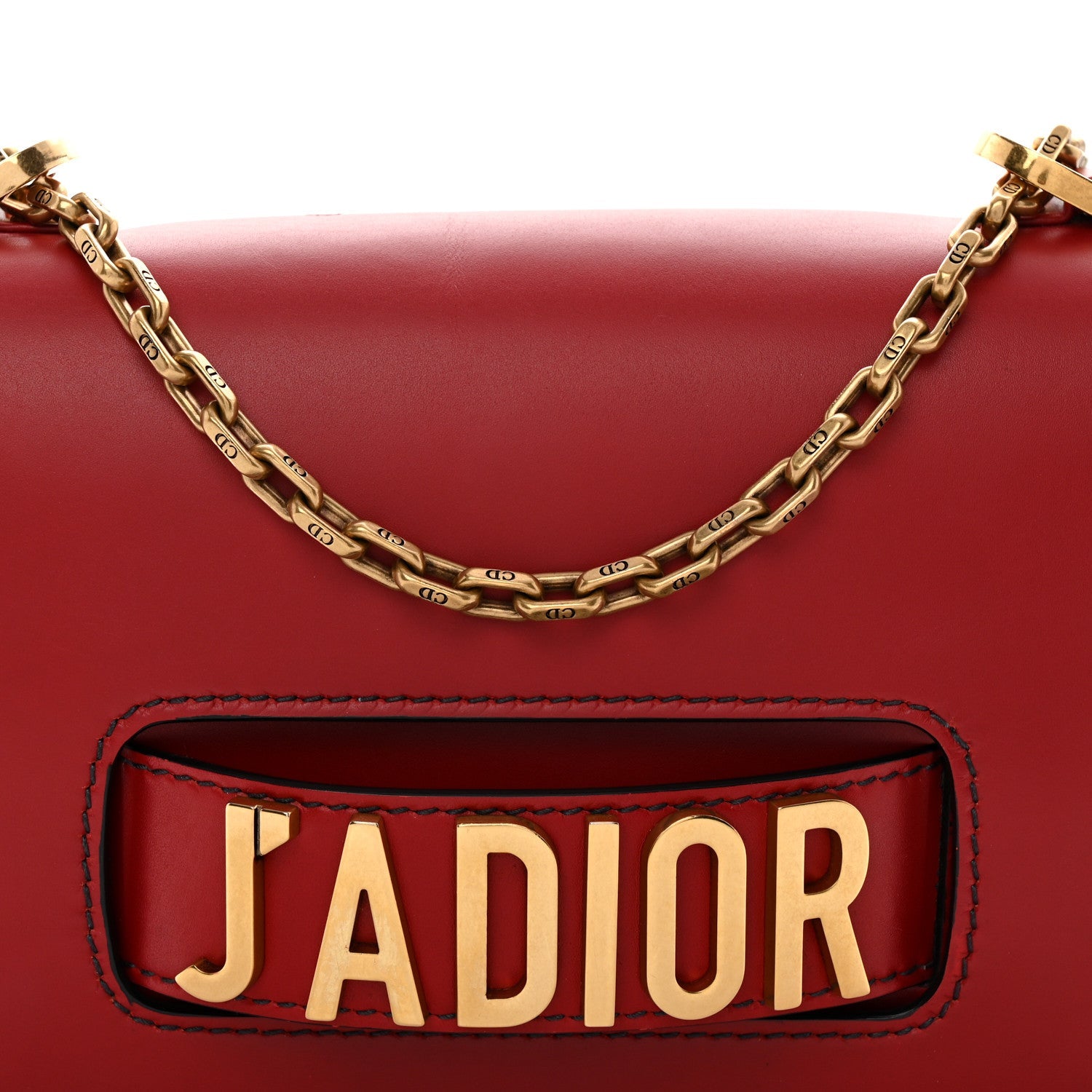 Calfskin J'Adior Chain Flap Bag Red