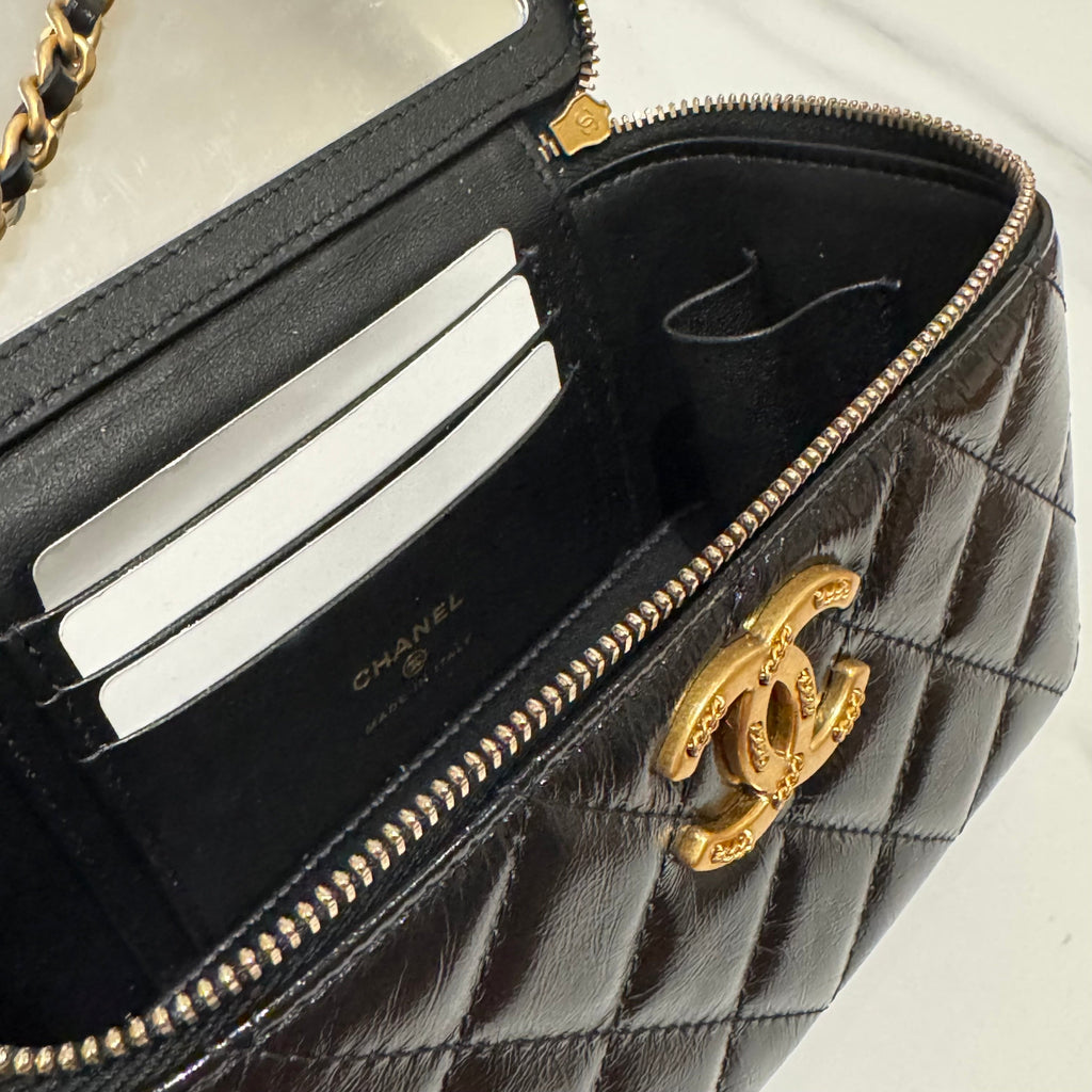 CHANEL Timeless Classic Long Vanity Case in Glazed Calfskin
