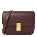 Box Calfskin Medium Classic Box Flap Bag Burgundy Burgundy