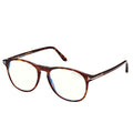 Tom Ford Eyeglasses Round Full Rim, Light Havana Frame and Clear Demo Lenses Lens FT5805-B/V054