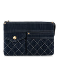 Denim Quilted Zipped Clutch Blue