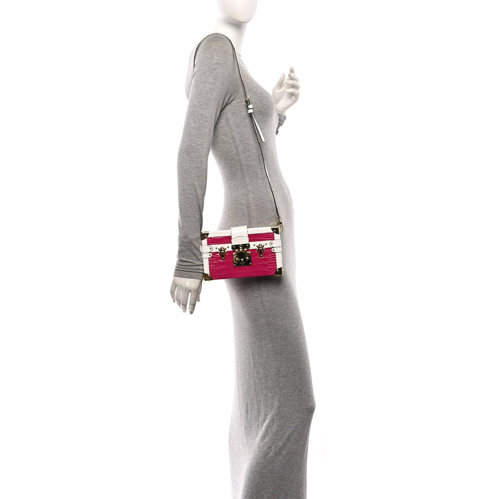 Alligator Petite Malle Pink White
