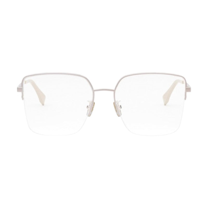 Fendi Eyeglasses Square Semi Rim, Gold Frame and Clear Demo Lens Lens FE50091U028