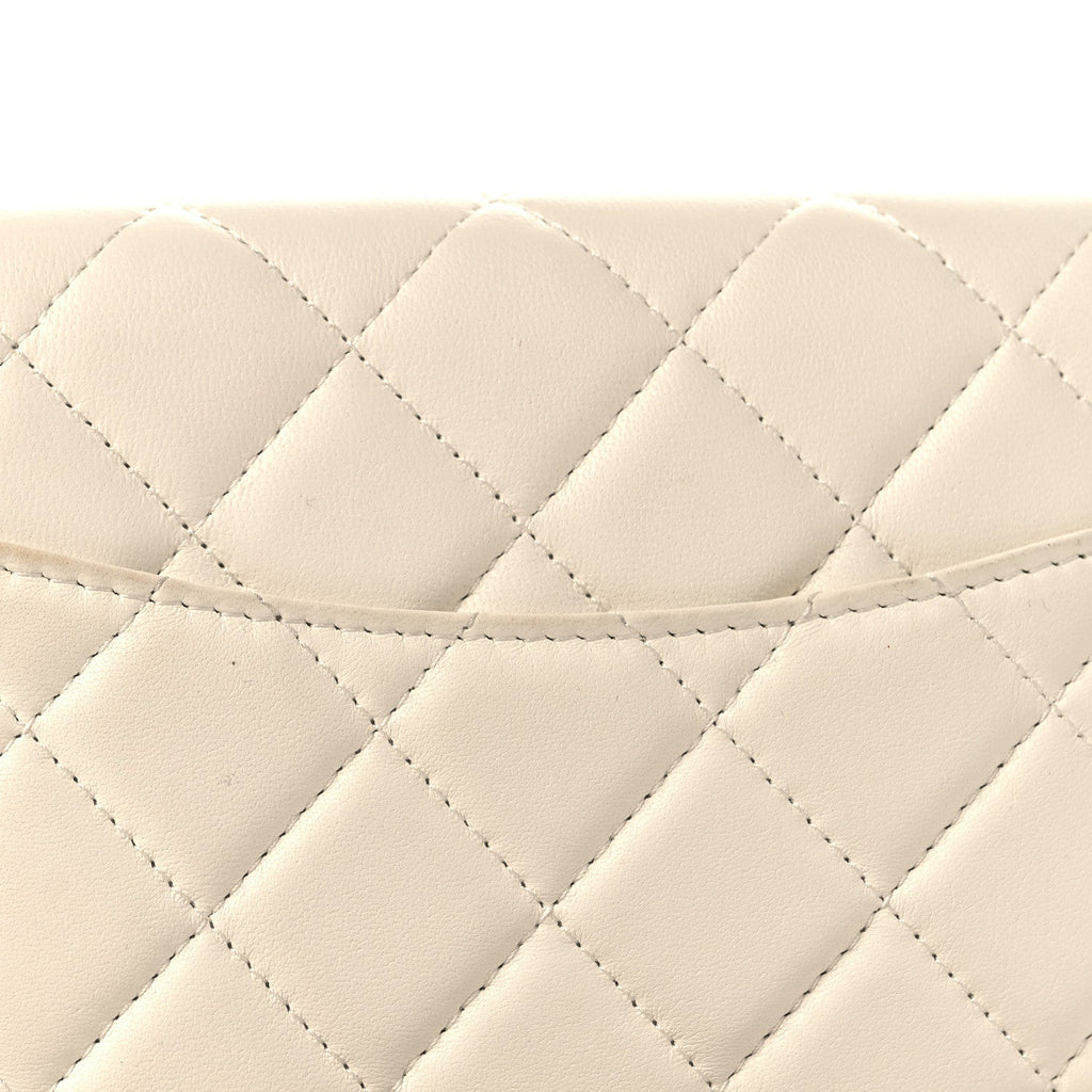 Lambskin Enamel Quilted Pearl Crush Wallet On Chain WOC White