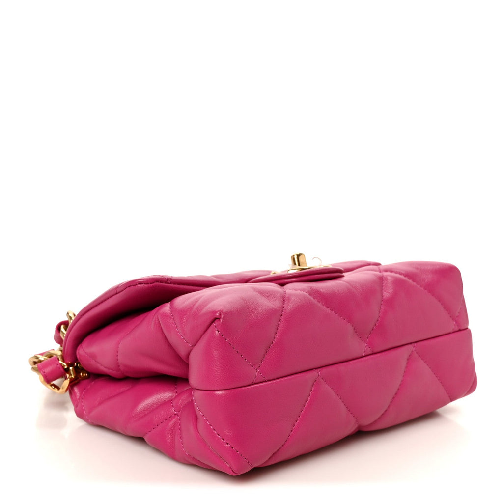 Lambskin Quilted Small Chain Top Handle Flap Fuchsia