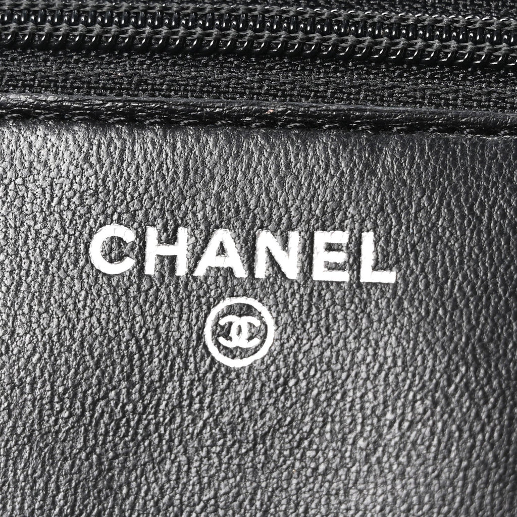 Lambskin Quilted Wallet On Chain WOC Black
