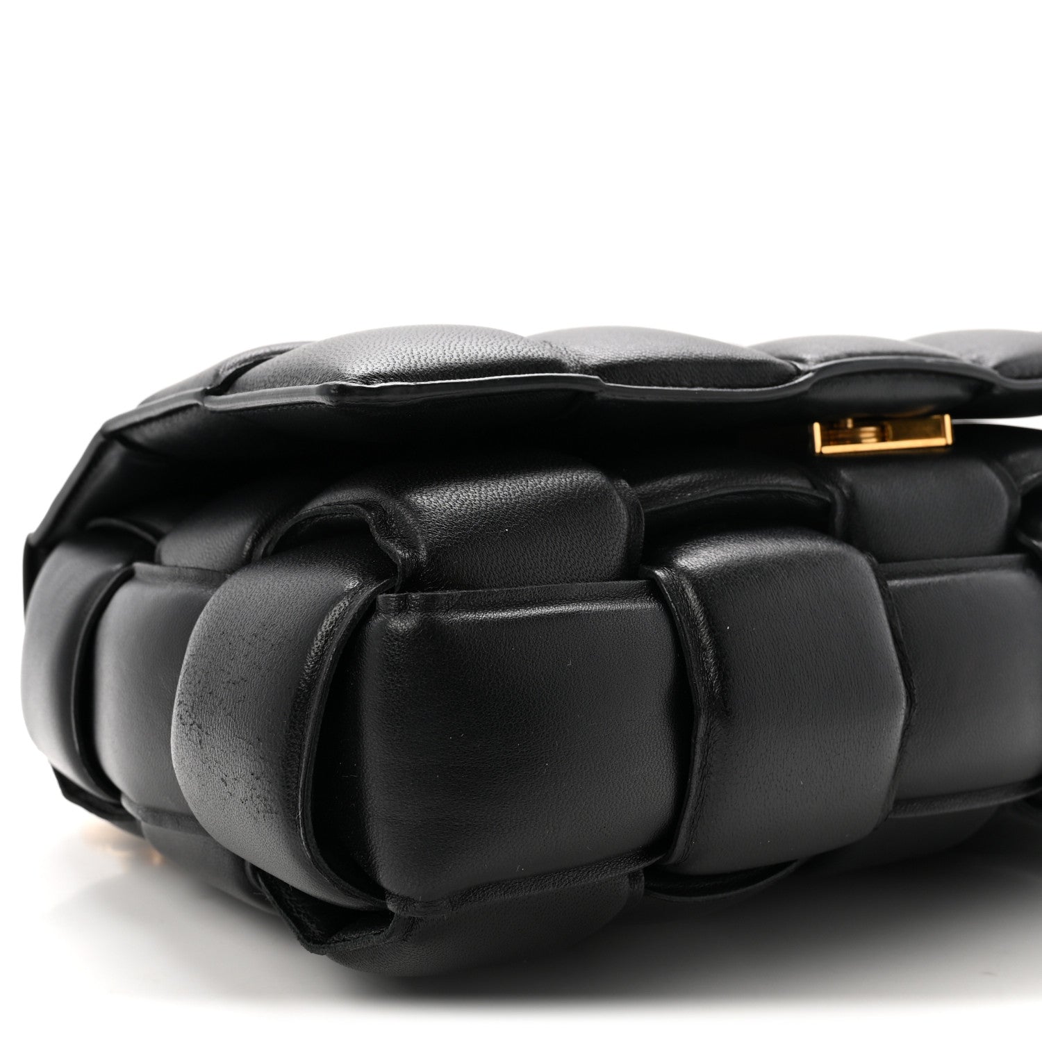 Lambskin Maxi Intreccio Padded Chain Cassette Crossbody Bag Black