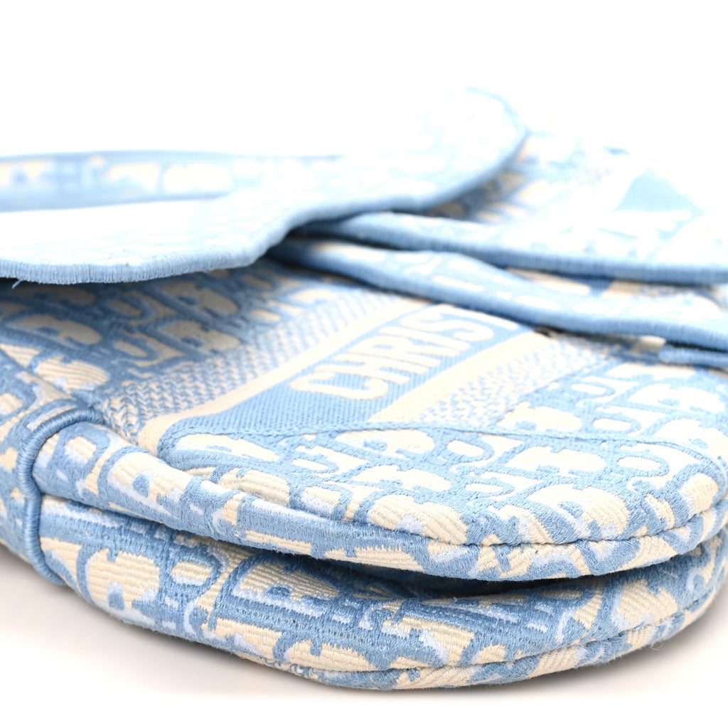 Oblique Embroidered Saddle Bag Cornflower Blue