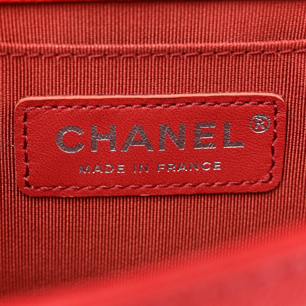 Calfskin Quilted Medium Top Handle Boy Flap Red